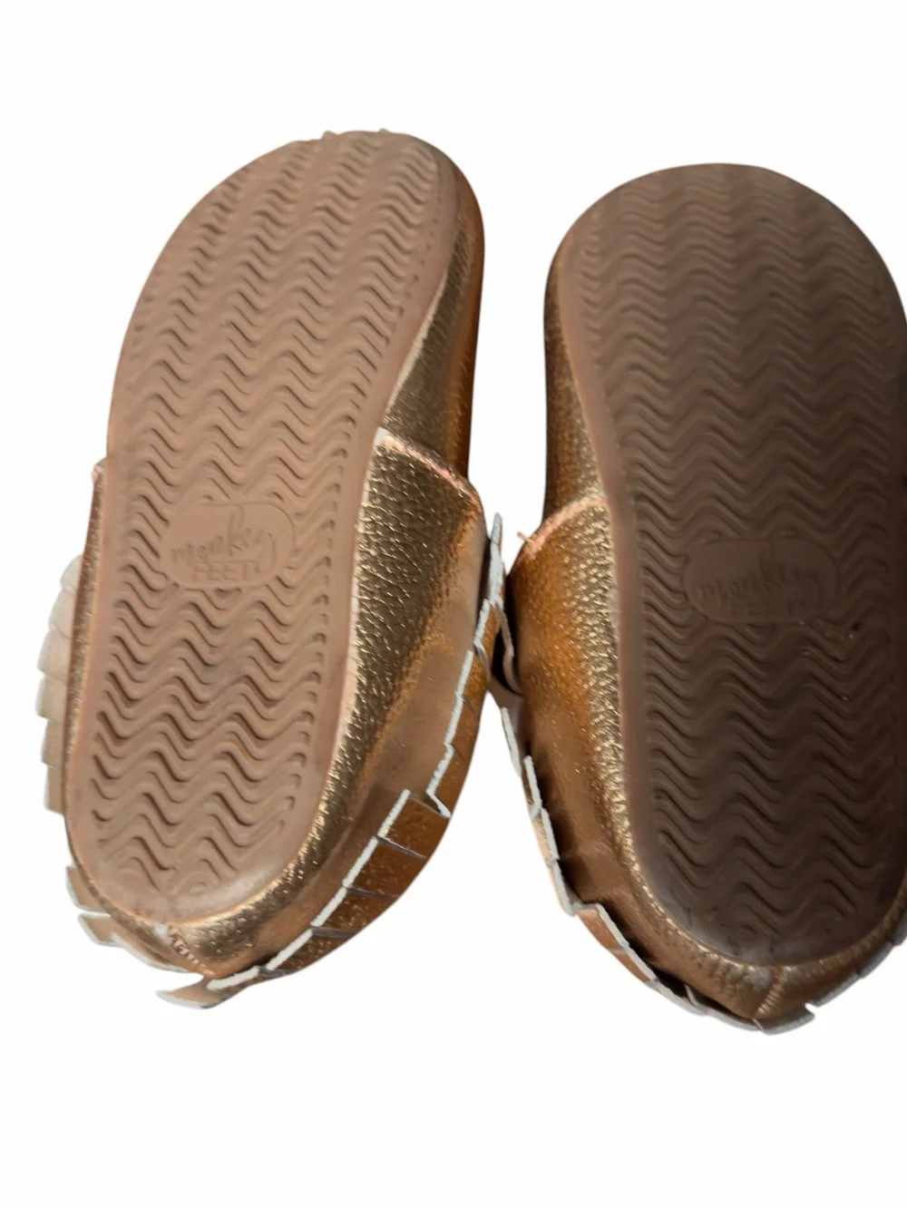 Monkey Feet Metallic Gold Slip-On Moccasins 3-4 yrs leather, like new